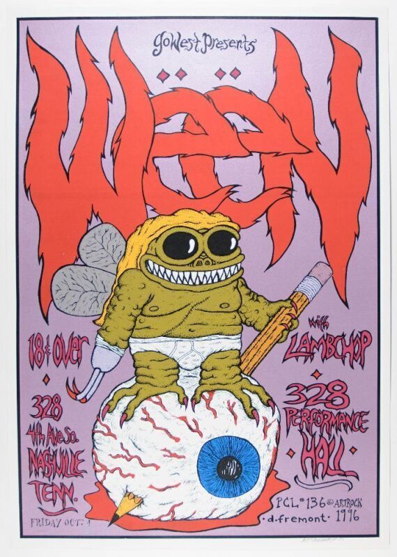 1996 PCL-136 Ween Lambchop 328 Performance Hall Nashville Signed Fremont Poster Near Mint 89