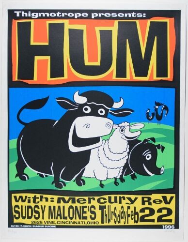 1996 Frank Kozik HUM Mercury Rev Sudsy Malone's Cincinnati LE Signed Kozik Poster Excellent 79