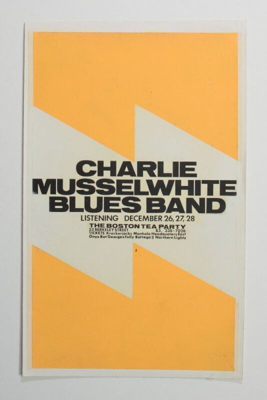 1968 Charlie Musselwhite Blues Band The Boston Tea Party Poster Excellent 79 Linen Backed