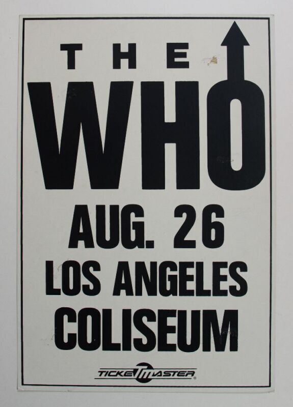 1989 The Who Los Angeles Coliseum Cardboard Poster Near Mint 85