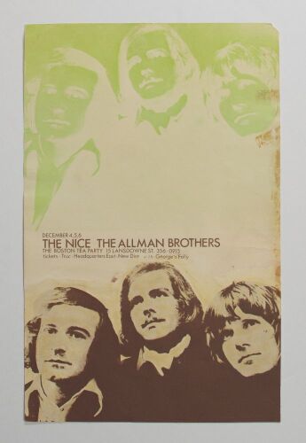 1969 Allman Brothers Band The Nice The Boston Tea Party Poster Fine 59 RESTORED