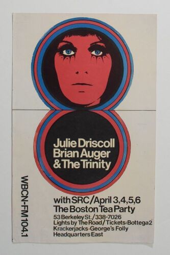 1969 Julie Driscoll Brian Auger & The Trinity The Boston Tea Party Poster Extra Fine 65 TRIMMED