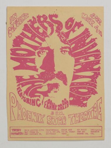 1968 Frank Zappa & The Mothers of Invention The Phoenix Star Theatre Handbill Extra Fine 65