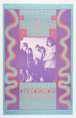 1966 BG-42 Jefferson Airplane Fillmore Auditorium Poster Excellent 73