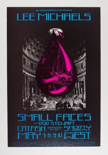 1970 BG-232 Lee Michaels Small Faces with Rod Stewart Fillmore West Poster Near Mint 81