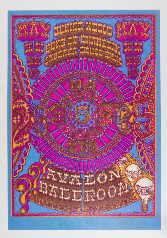 1968 FD-119 Santana Junior Wells Sons of Champlin Avalon Ballroom Poster Mint 93