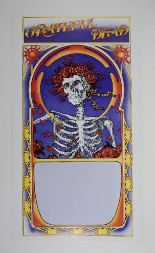 1971 Grateful Dead Skull & Roses Tour Blank Poster Excellent 75