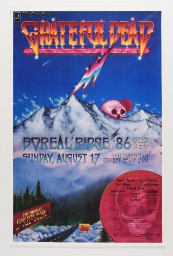 1986 Grateful Dead Boreal Ridge Summit Poster Near Mint 81