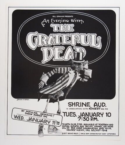 1978 Grateful Dead Shrine Auditorium Poster Near Mint 83