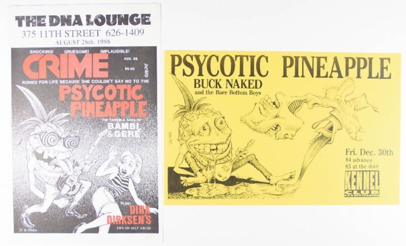 Lot of 2 John Seabury Psycotic Pineapple Vintage Punk Signed Seabury Posters