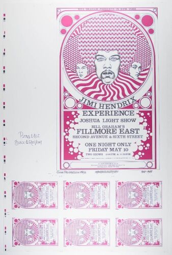 1988 AOR-2.90 Jimi Hendrix Fillmore East RP2 Uncut Progressive Proof Sheet LE Signed Byrd Poster Near Mint 87