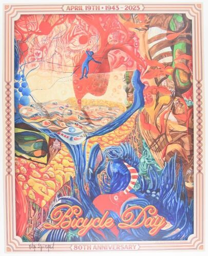 2023 Olga Spiegel Bicycle Day 80th Anniversary Signed Spiegel Poster Near Mint 89