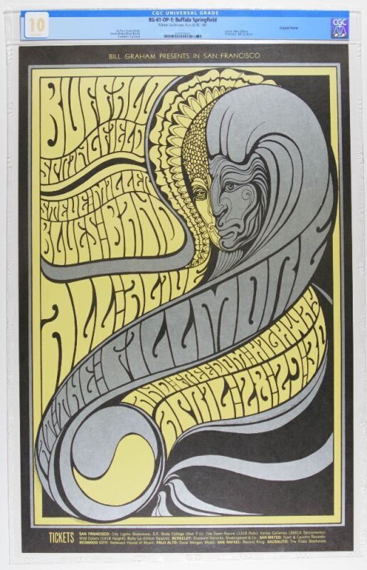 1967 BG-61 Buffalo Springfield Fillmore Auditorium Poster CGC 10