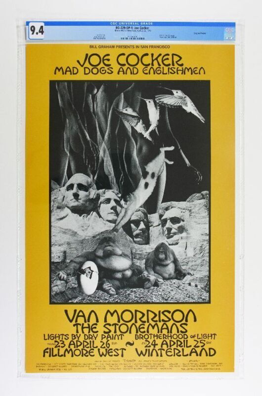 1970 BG-229 Joe Cocker Van Morrison Fillmore West Poster CGC 9.4