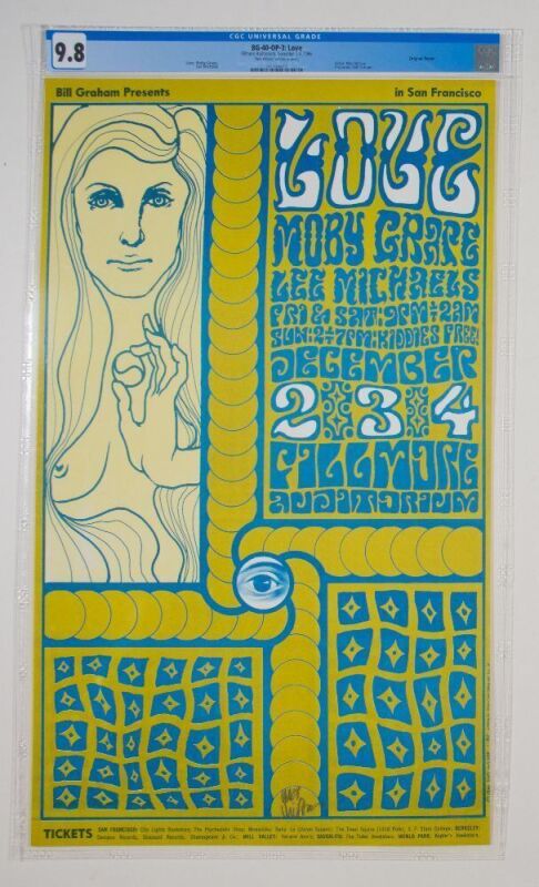 1966 BG-40 Love Moby Grape Fillmore Auditorium Signed Wilson Poster CGC 9.8