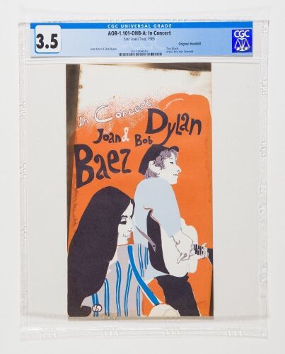 1965 AOR-1.101 Bob Dylan Joan Baez East Coast Tour Handbill CGC 3.5