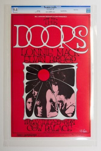 1969 BG-186 The Doors Cow Palace Signed Tuten RP2 Poster CGC 9.8