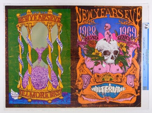 1968 BG-152 & 153 Grateful Dead Santana Vanilla Fudge Richie Havens NYE Winterland & Fillmore West Uncut Poster CGC 7.0