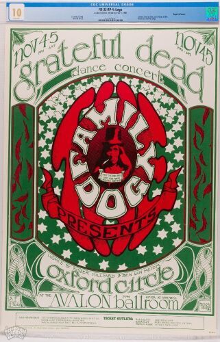 1966 FD-33 Grateful Dead Avalon Ballroom RP4 Poster CGC 10