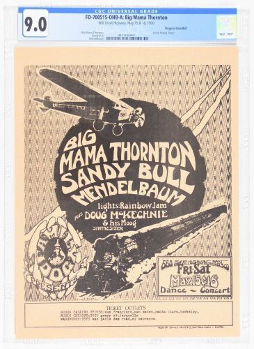 1970 FD-700515 Big Mama Thornton Sandy Bull 660 Great Highway Handbill CGC 9.0