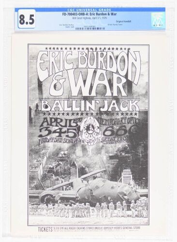 1970 FD-700403 Eric Burdon & War 660 Great Highway Handbill CGC 8.5