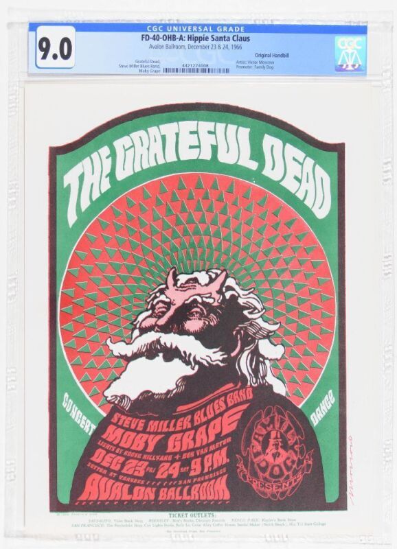 1966 FD-40 Grateful Dead Steve Miller Avalon Ballroom Handbill CGC 9.0