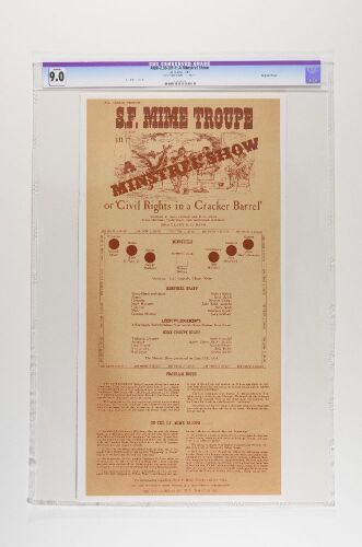 1965 AOR-2.33 The San Francisco Mime Troupe A Minstrel Show San Francisco Poster CGC 9.0 Linen Backed