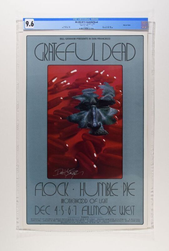 1969 BG-205 Grateful Dead Fillmore West Signed Singer Poster CGC 9.6