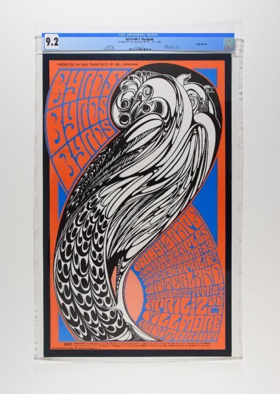 1967 BG-57 The Byrds Winterland & Fillmore Auditorium Poster CGC 9.2