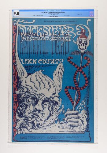 1968 BG-144 Grateful Dead Quicksilver Linn County Fillmore West Signed Conklin Poster CGC 9.0