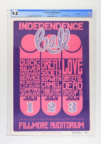 1966 BG-14 Grateful Dead Independence Ball Fillmore Auditorium Signed Wilson Poster CGC 9.8