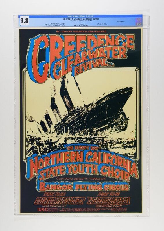 1969 BG-174 Creedence Clearwater Revival Fillmore West & Winterland Poster CGC 9.8