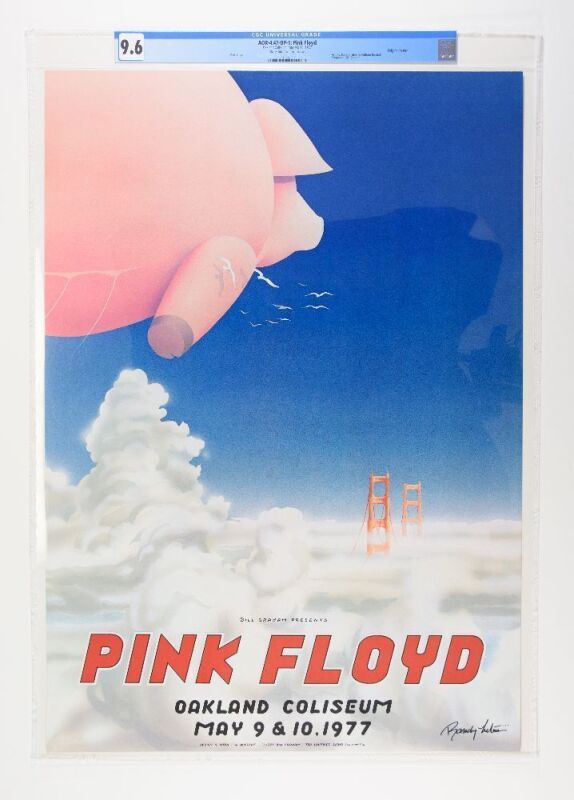 1977 AOR-4.47 Pink Floyd Oakland Coliseum Signed Tuten Poster CGC 9.6