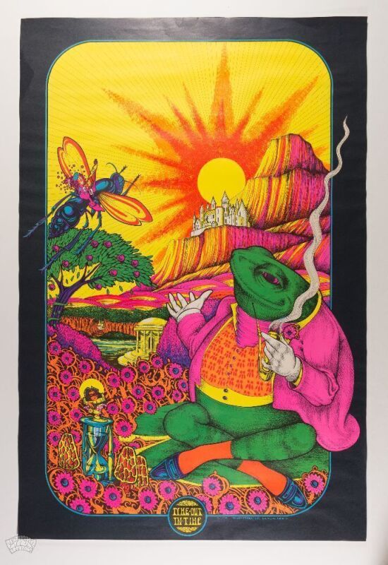 1970 Joe Petagno Time Out In Time Saladin Productions Blacklight Headshop Poster Excellent 77