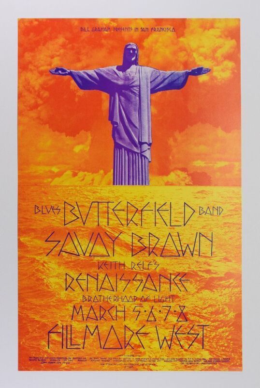 1970 BG-221 Butterfield Blues Band Savoy Brown Fillmore West Poster Excellent 77