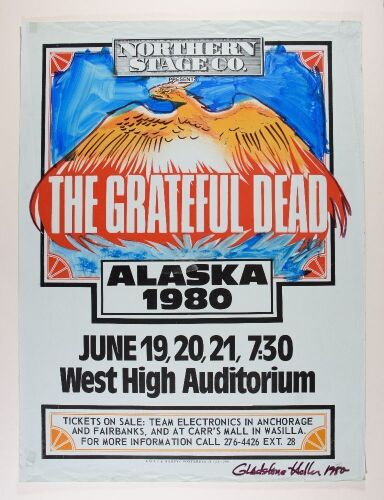 1980 Grateful Dead West High Auditorium Anchorage Alaska Poster & Bumper Sticker Fine 59