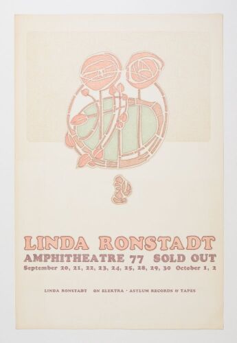 1977 Linda Ronstadt Universal Amphitheatre Los Angeles Poster Excellent 79