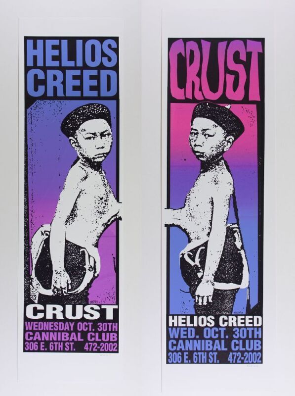 Lot of 2 Helios Creed and Crust Cannibal Club Austin Signed Kozik Posters Near Mint 89