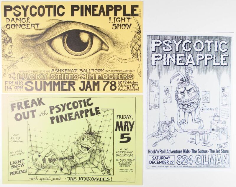 Lot of 3 John Seabury Psycotic Pineapple Vintage Punk Signed Seabury Posters