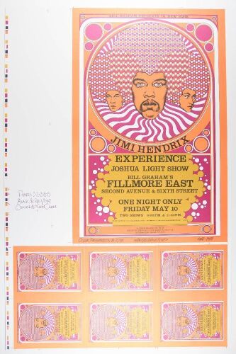 1988 AOR-2.90 Jimi Hendrix Fillmore East RP2 Uncut Progressive Proof Sheet LE Signed Byrd Poster Near Mint 87