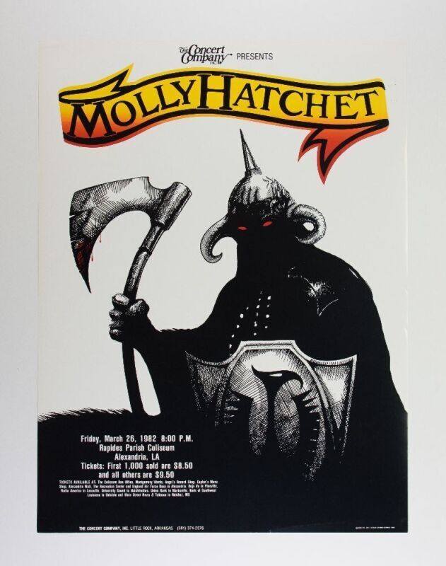 1982 Molly Hatchet Rapides Parish Coliseum Louisiana Poster Excellent 79