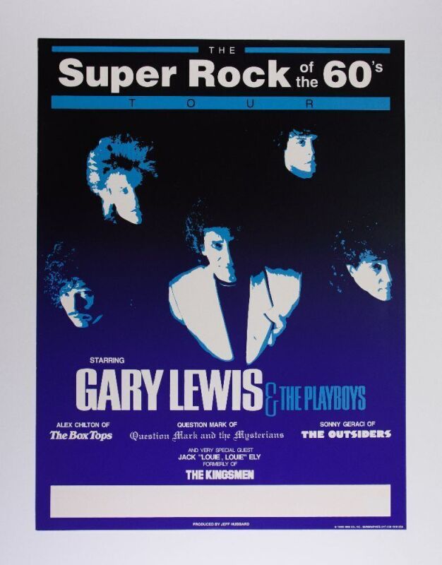 1990 Super Rock of the 60s Gary Lewis & The Playboys Alex Chilton Tour Blank Poster Near Mint 81