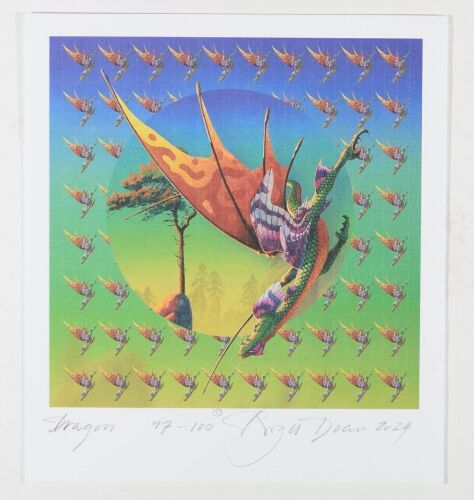 2024 Roger Dean Dragon At Dawn LE Signed Dean Blotter Art Near Mint 89