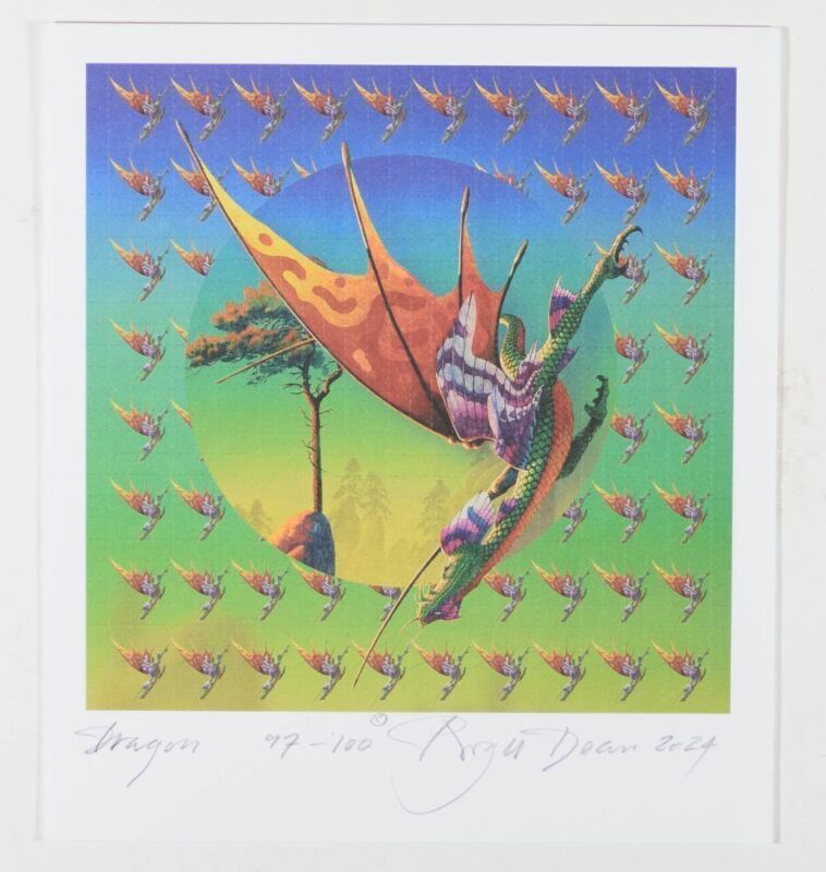 2024 Roger Dean Dragon At Dawn LE Signed Dean Blotter Art Near Mint 89