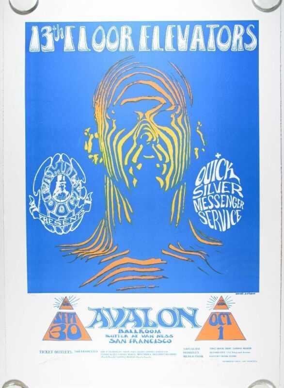 2008 FD-28 The 13th Floor Elevators Avalon Ballroom Large Rhino LE Artist Proof Signed Kelley & Mouse Poster Mint 91