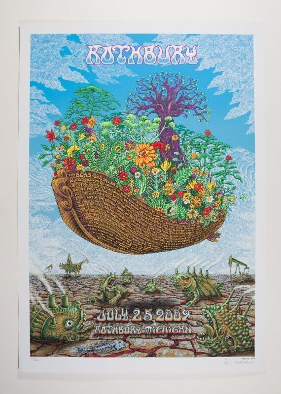 2009 EMEK The Dead Bob Dylan String Cheese Incident Rothbury Festival Emek Signed LE Poster Mint 95