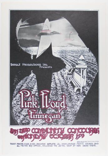 1971 Pink Floyd San Diego Community Concourse Poster Near Mint 87