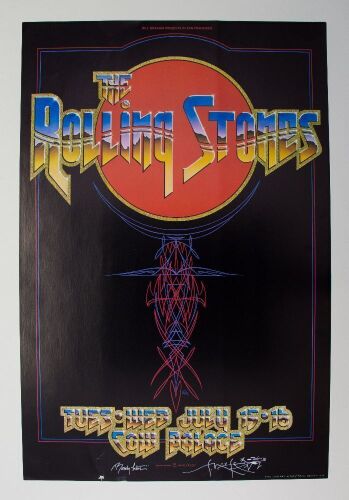 1975 AOR-4.41 Rolling Stones Cow Palace Double Signed Tuten & Mouse Poster Excellent 75