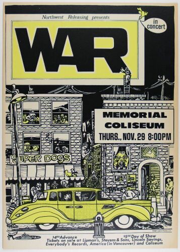 1973 War Portland Memorial Coliseum Cardboard Poster Excellent 75