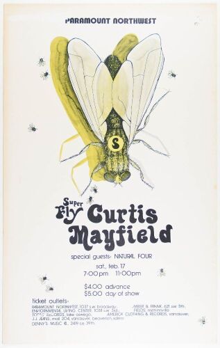 1973 Curtis Mayfield The Paramount Northwest Portland Cardboard Poster Extra Fine 67